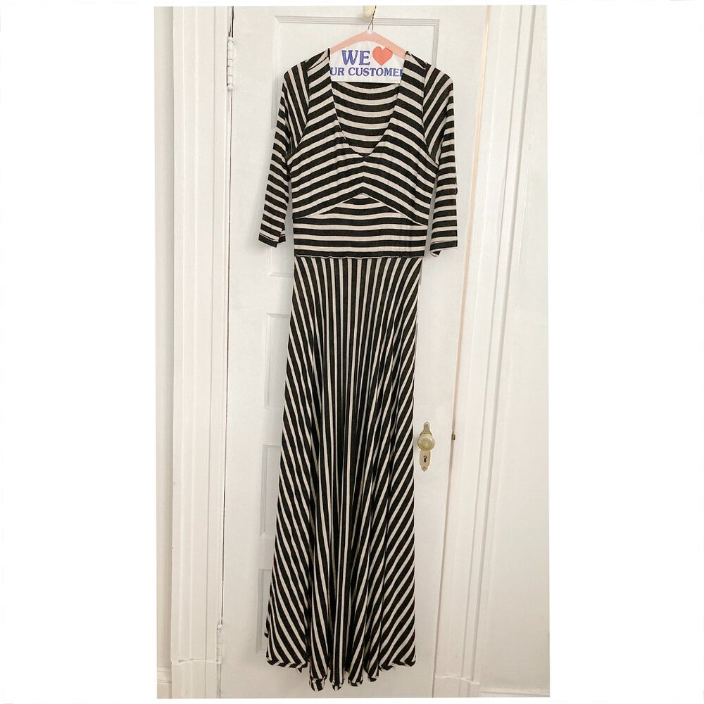 Puella (Anthropologie) Striped Maxi Dress with 3/4 sleeves (size M)